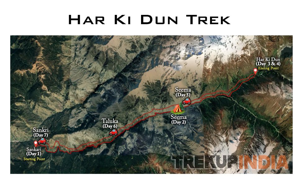 Har Ki Dun, Har Ki Doon, Har Ki Doon map, route, trek guide, har-ki-doon-trek-route-and-map, trek, trekupindia, winter trek, snow trek, Har Ki Dun peak, how to reach Har Ki Dun, best time to do Har Ki Dun Trek